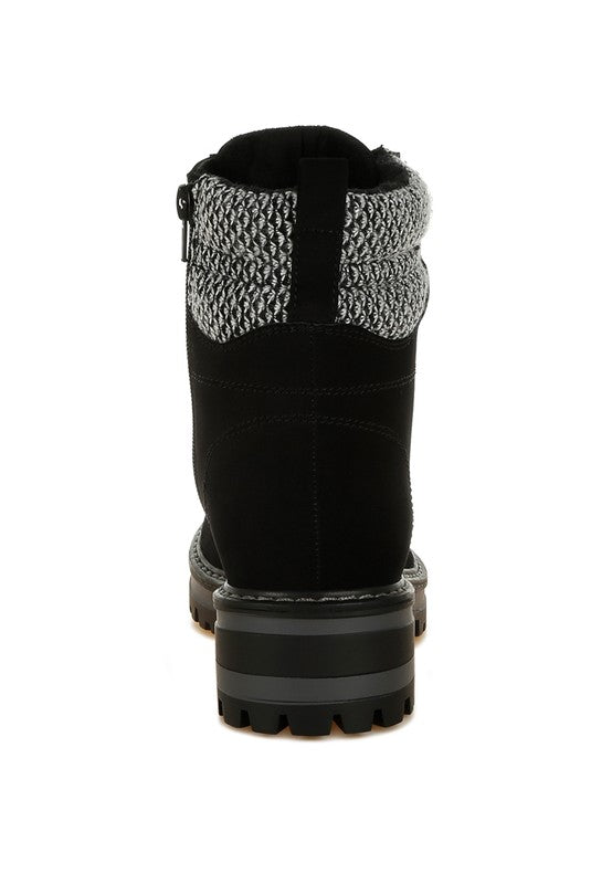 Rag Company Mahisha Knitted Collar Zip-Up Hiker Boots