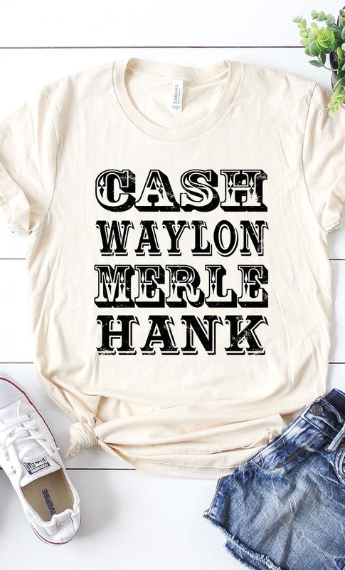 Retro Country Singer Cash Waylon Merle Hank Graphic Tee