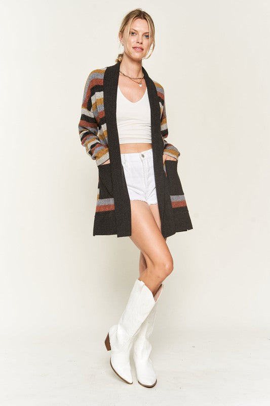 Jade by Jane MULTI COLOR STRIPE CARDIGAN