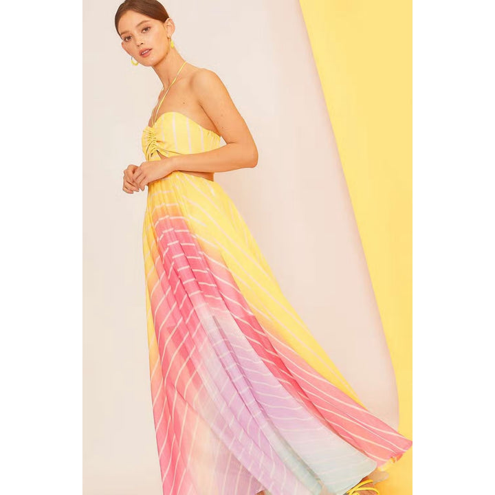 Cutout Ombre Halter Maxi Dress - Boho Soho