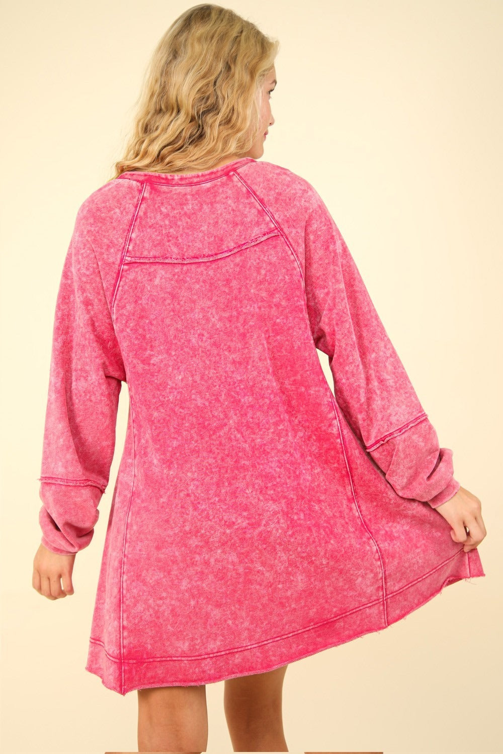 VERY J Mineral Washed Oversized A-Line Mini Dress - Boho Soho