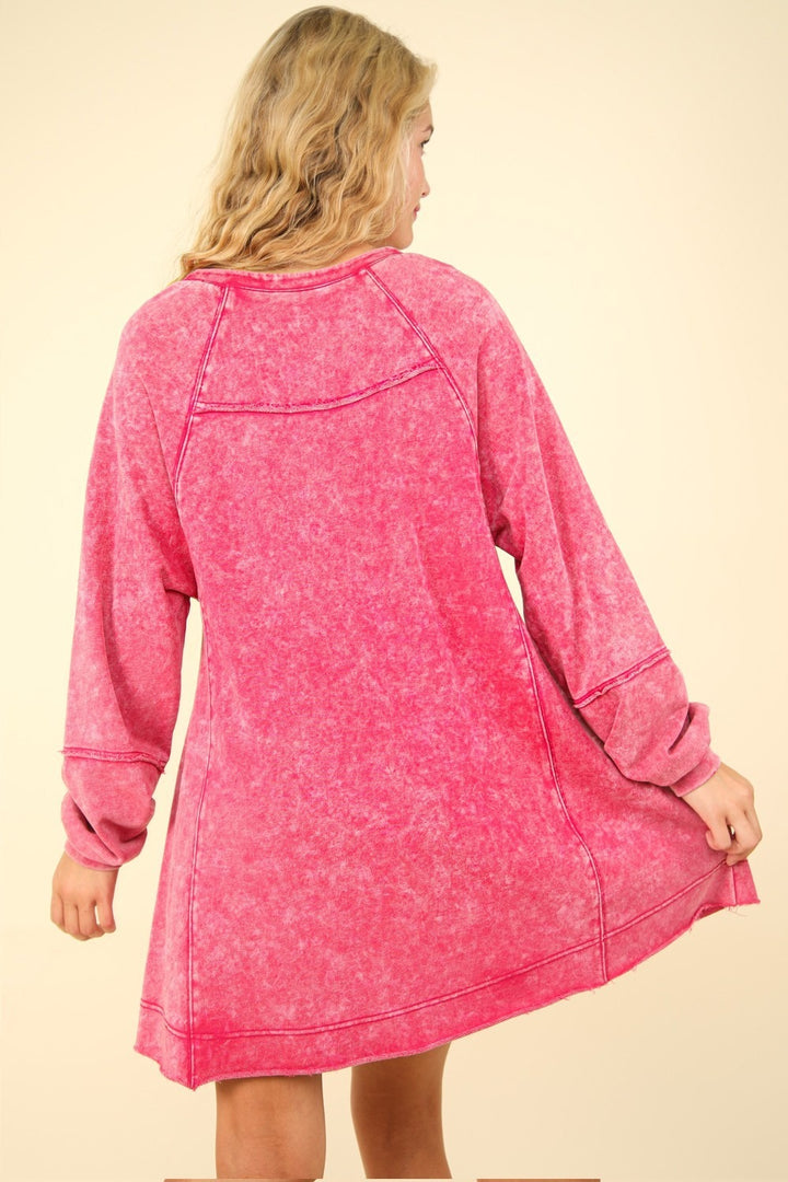 VERY J Mineral Washed Oversized A-Line Mini Dress - Boho Soho