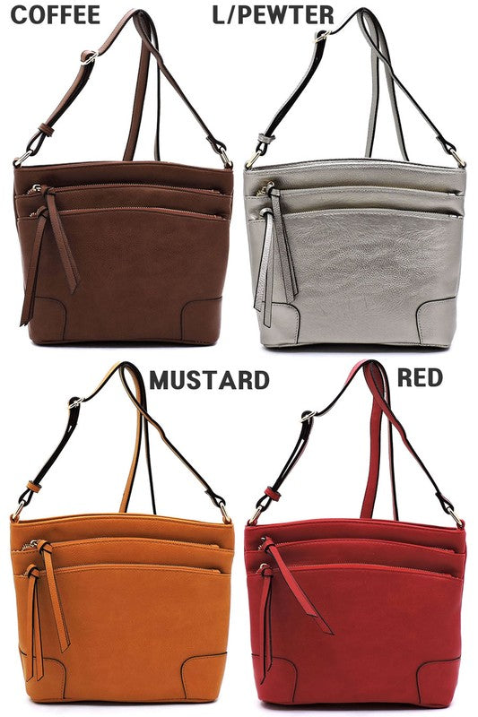 Fashion Multi Zip Pocket Crossbody Bag