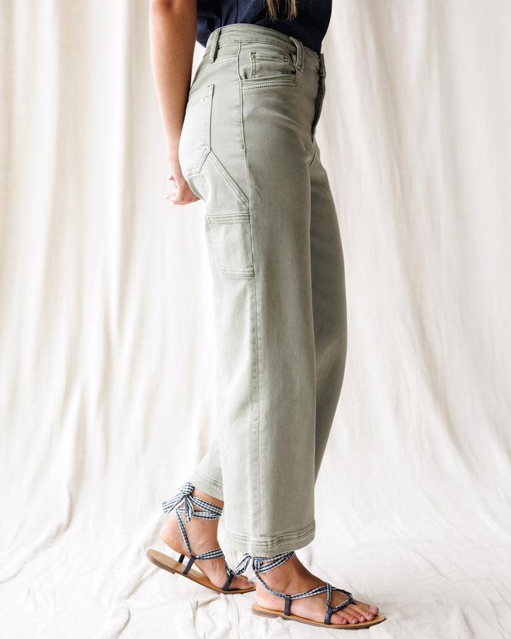 Downeast Super High Wide Cropped Utility Jeans