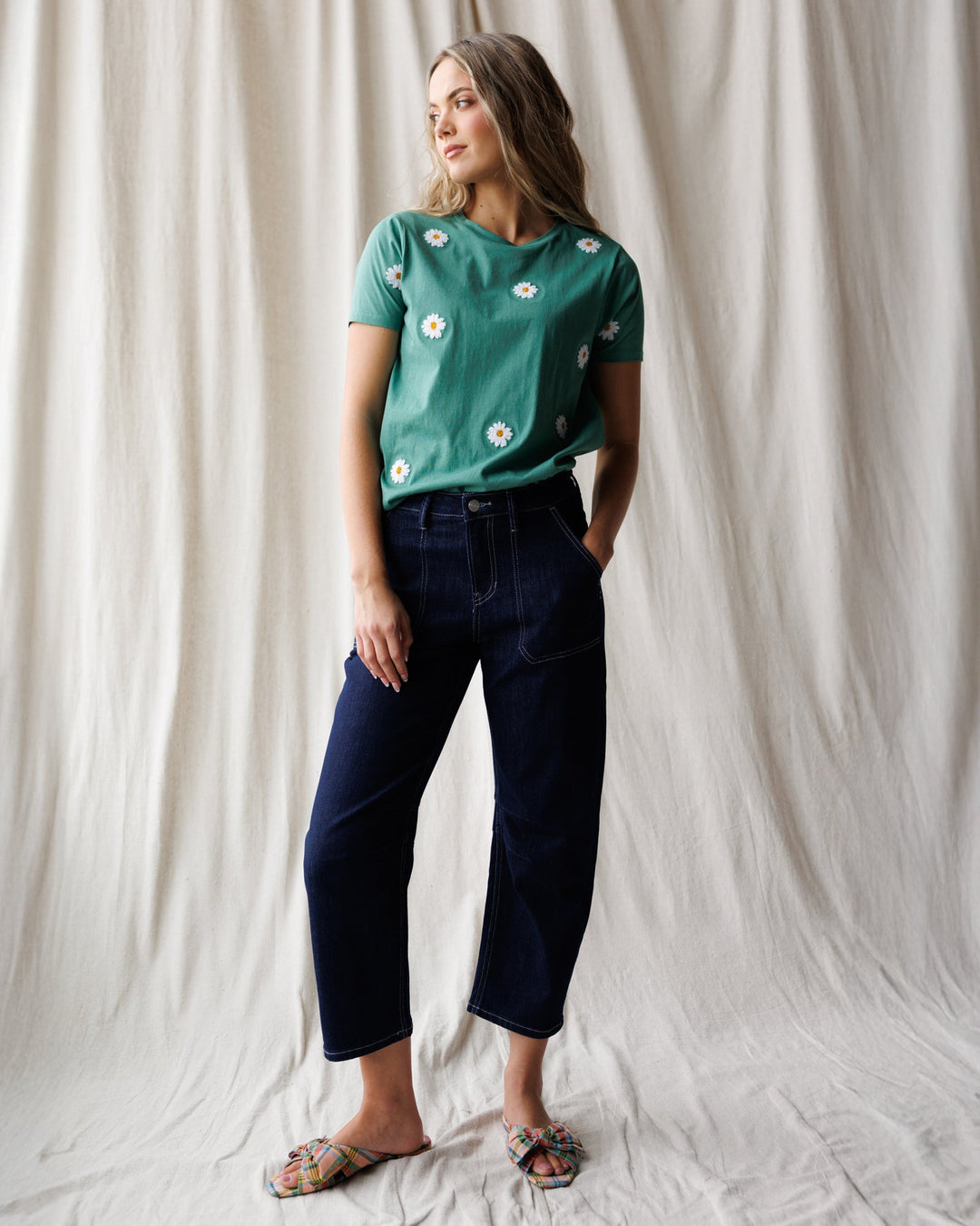 Downeast Super High Rise Barrel-Leg Jeans