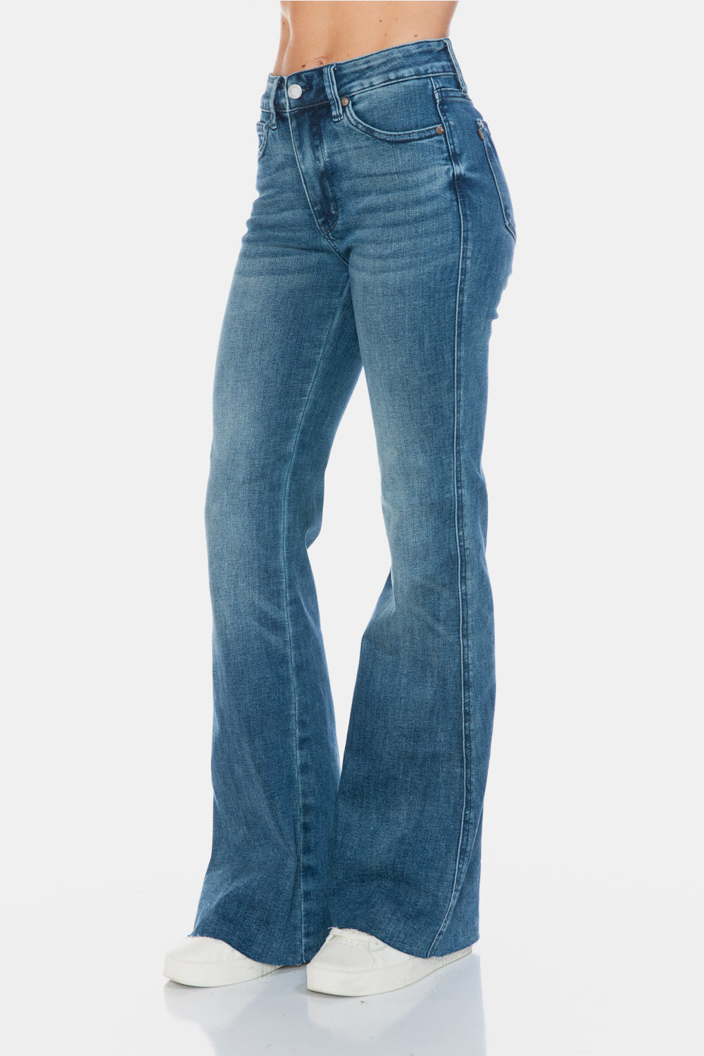 Judy Blue Tummy Control Cut Hem Flare Jeans