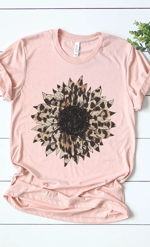 Leopard Print Sunflower Graphic Tee