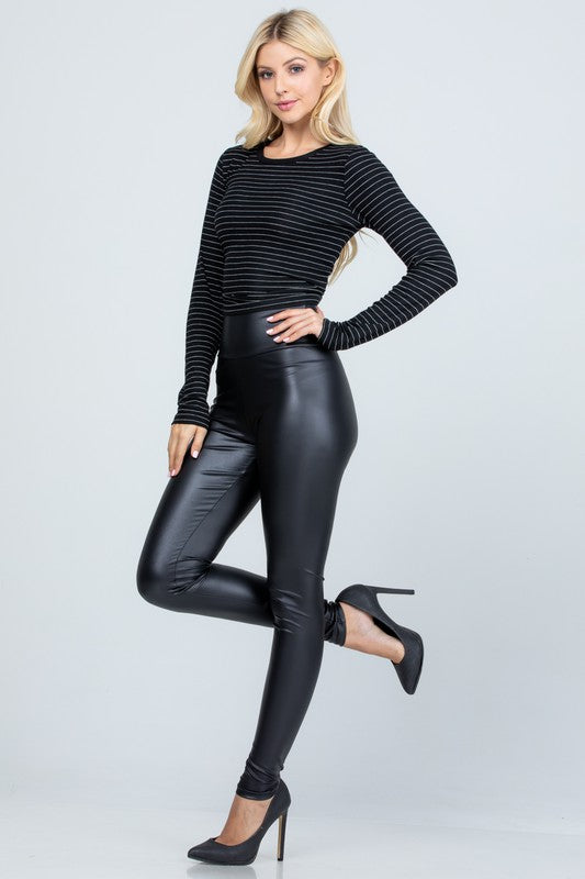 La Scala High Waist Faux Leather Leggings