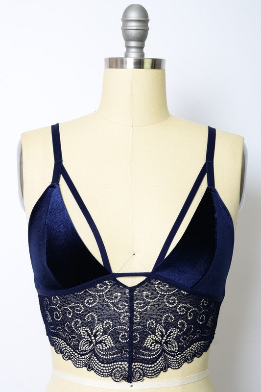 Velvet longline Lace Bralette