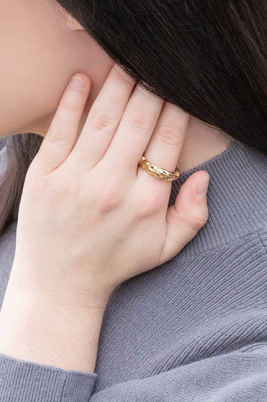 Gold Textured Ring - Boho Soho