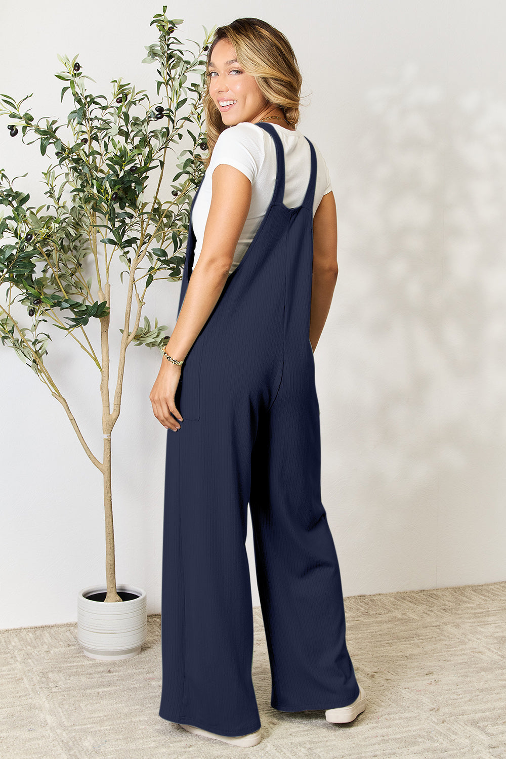 Double Take Wide Strap Overall with Pockets