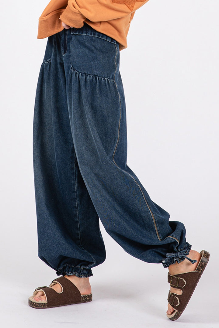 SAGE + FIG Mid-Rise Cargo Convertible Flare or Cinched Jeans