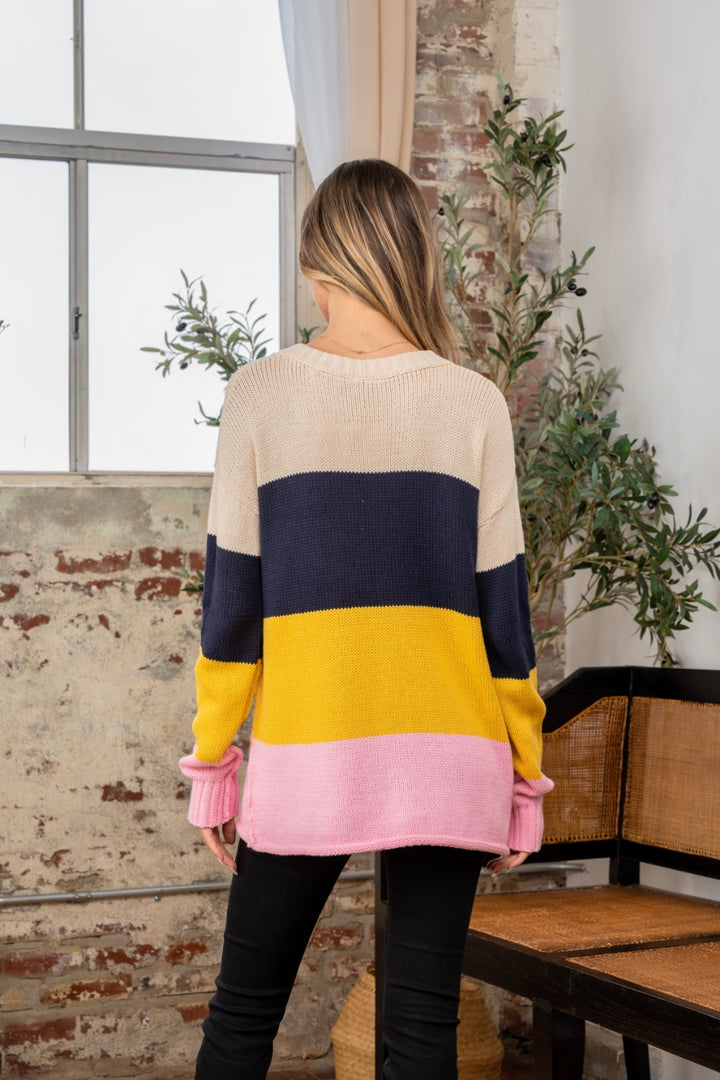 Sew In Love Color Block Exposed Seam Sweater