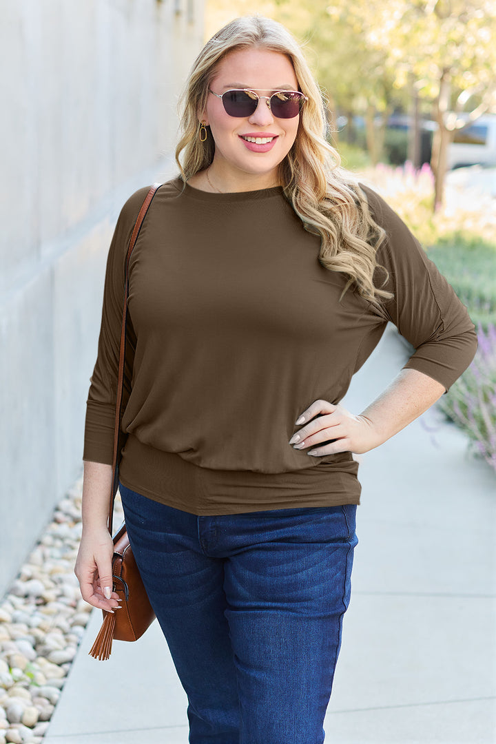 Basic Bae Round Neck Batwing Sleeve Top