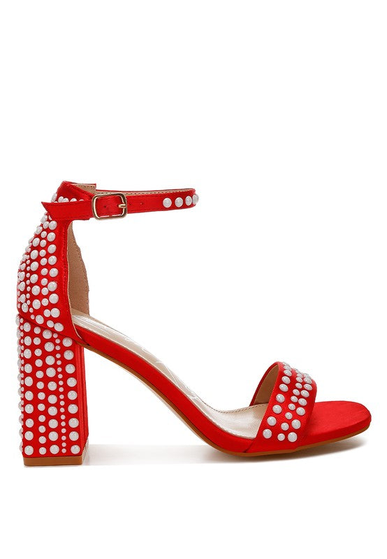 London Rag Klebba Pearls Embellished Satin Sandals