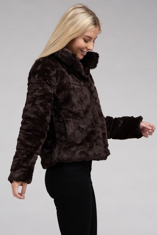 Ambiance Fluffy Zip-Up Jacket