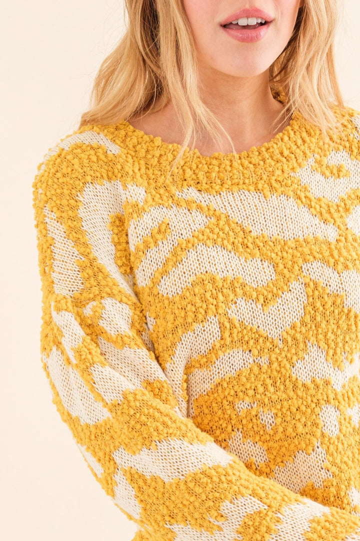 And The Why Textured Pattern Contrast Sweater