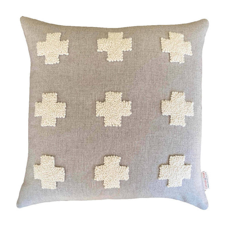 Punch Needle Natural Pillow - Crosses