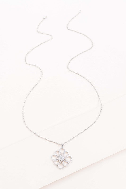 Floral Outline Pendant Necklace - Boho Soho