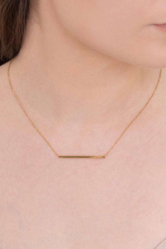 Modern Minimalist Bar Necklace 14K - Boho Soho