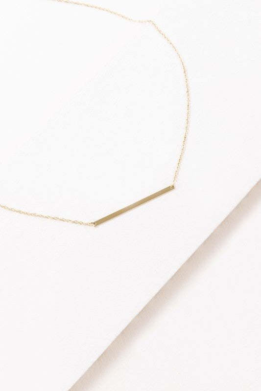 Modern Minimalist Bar Necklace 14K - Boho Soho