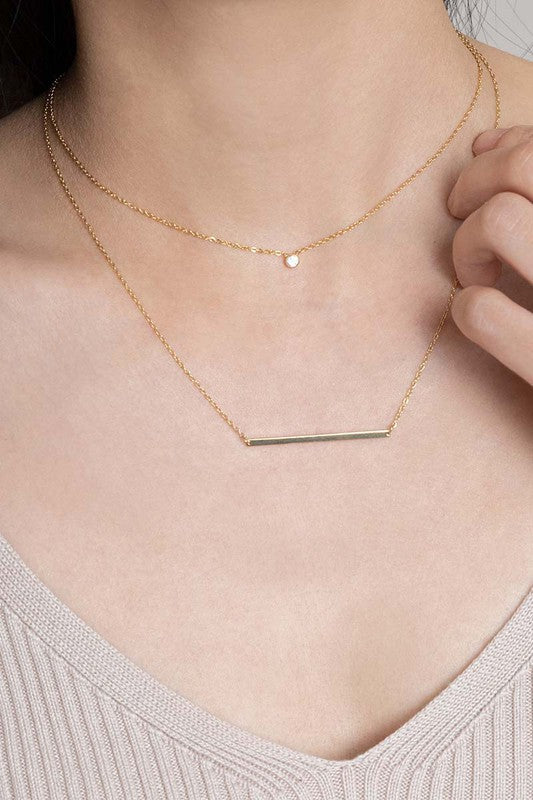 Modern Minimalist Bar Necklace 14K - Boho Soho