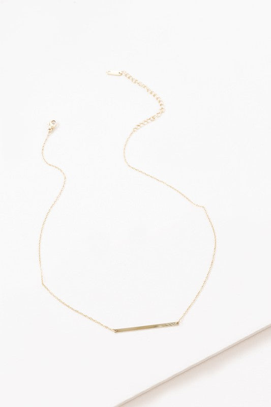 Modern Minimalist Bar Necklace 14K - Boho Soho