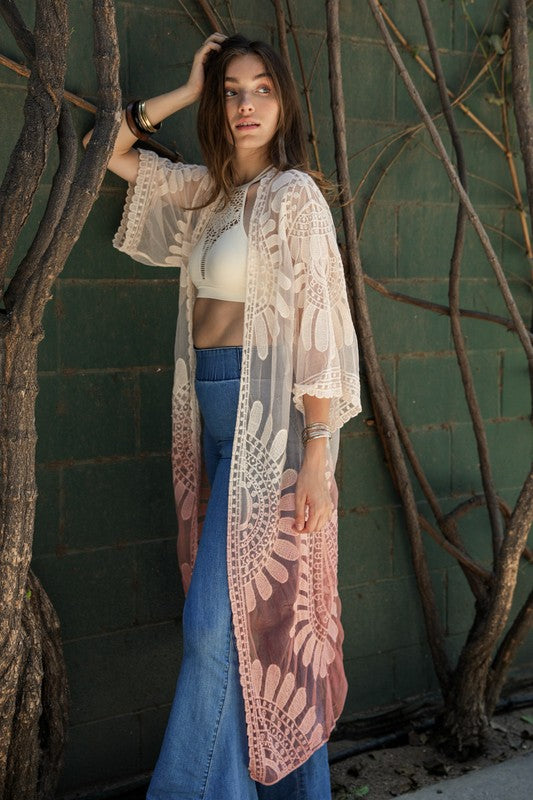 Ombre Bohemian Lace Kimono - Boho Soho