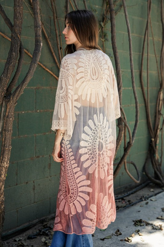 Ombre Bohemian Lace Kimono - Boho Soho