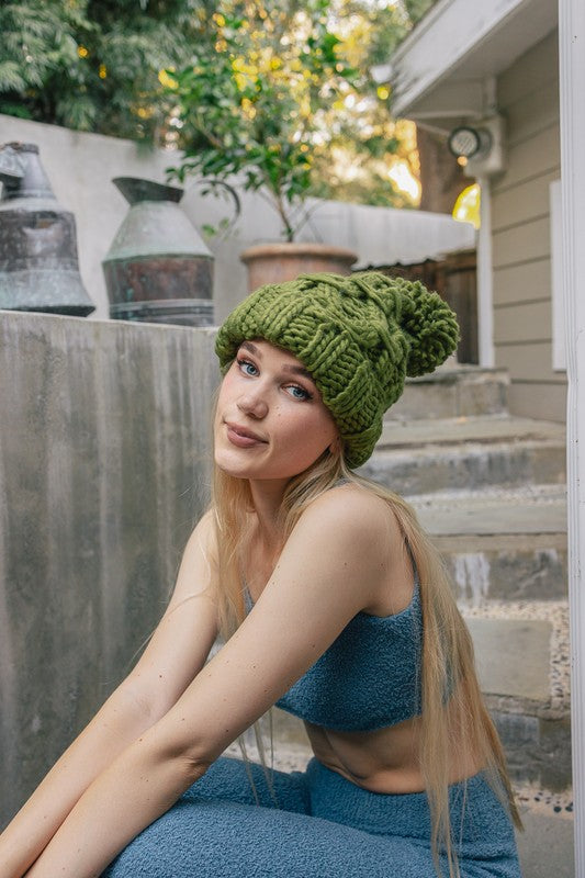 Handmade Oversized Chunky Knit Pom Beanie