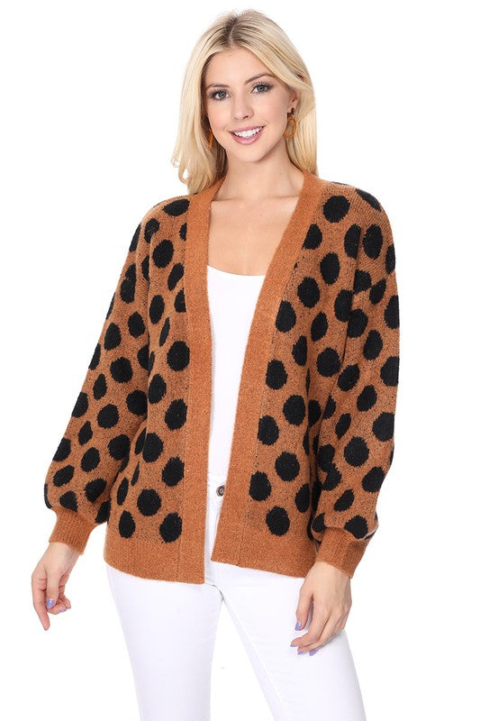 Mak Polka Dot Jacquard Sweater Shrug Cardigan