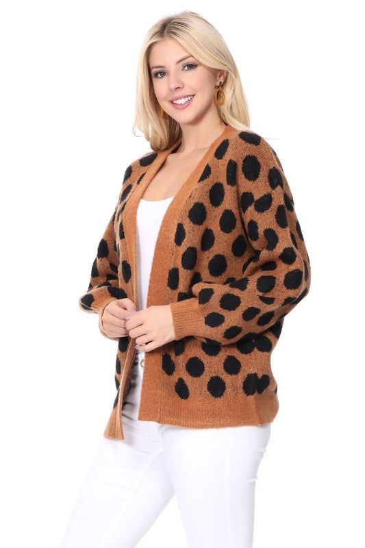 Mak Polka Dot Jacquard Sweater Shrug Cardigan