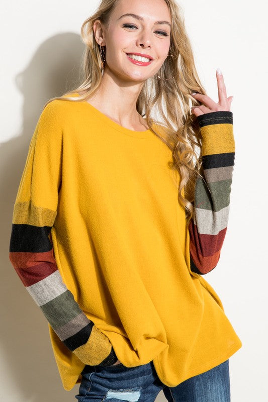 PLUS COZY COLORBLOCK TOP