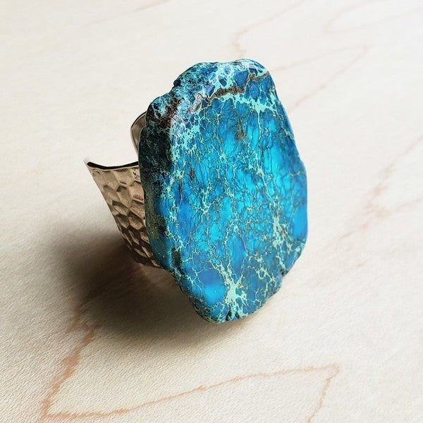 Blue Regalite Chunky Ring - Boho Soho