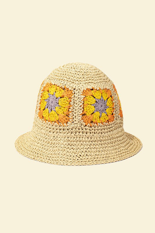 Packable crochet square bucket hat