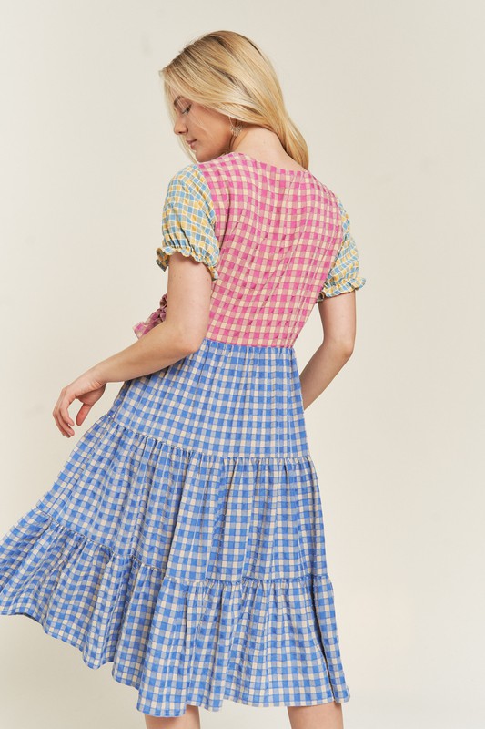 Jade by Jane COLORBLOCK GINGHAM DRESS