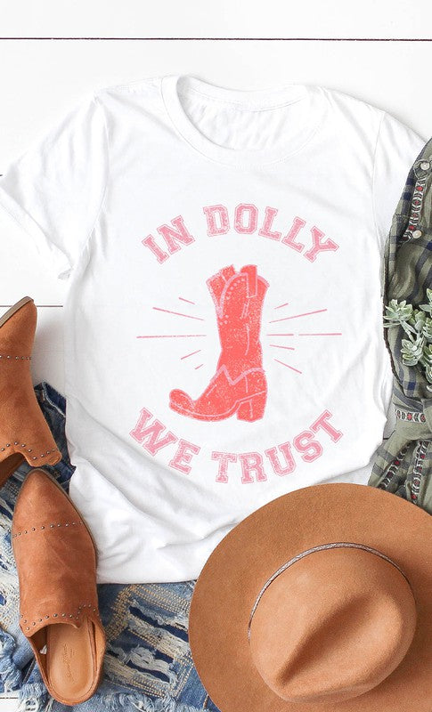 Retro In Dolly We Trust Boot Graphic Tee PLUS