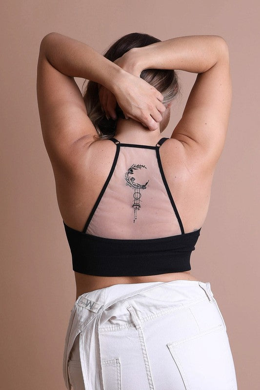 Plus Boho Crescent Moon Dream Catcher Tattoo Bralette