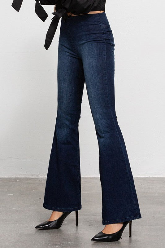 Denim Lab USA MID-RISE BANDED WIDER FLARE JEANS