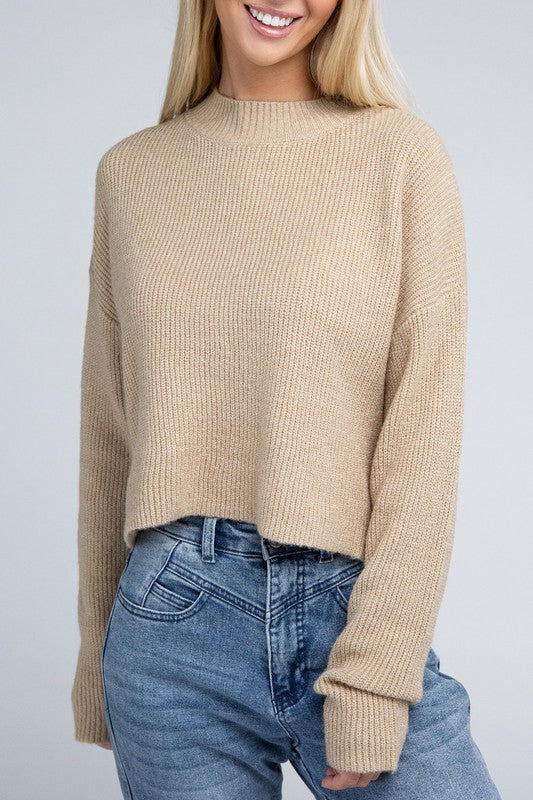 Cozy Cropped Mock Neck Pullover