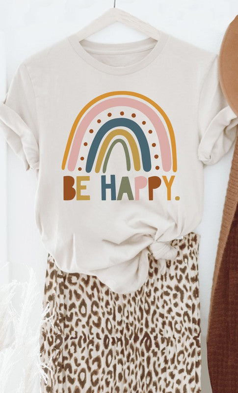 Be Happy rainbow graphic tee