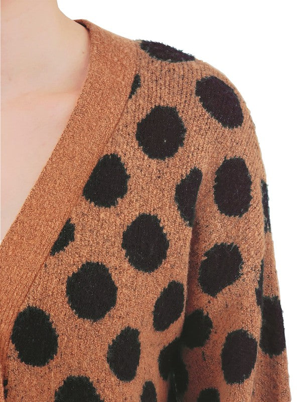 Mak Polka Dot Jacquard Sweater Shrug Cardigan