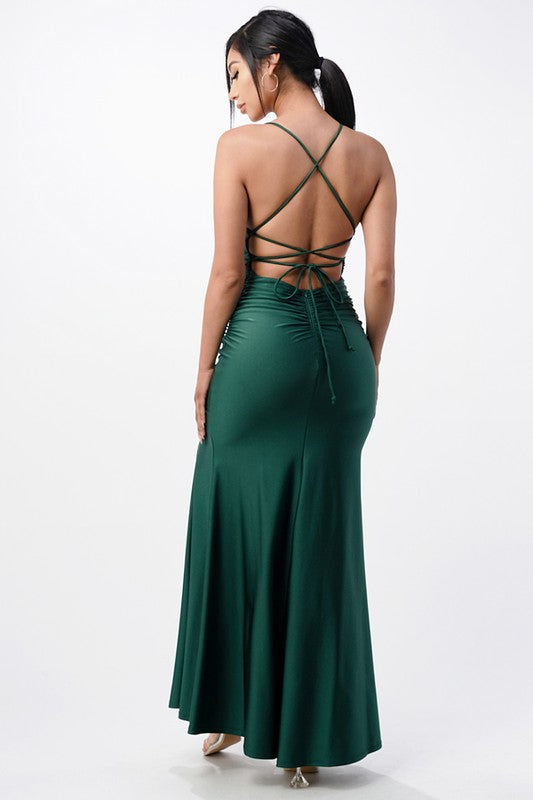 La Scala Lace-Up Back Mermaid Gown