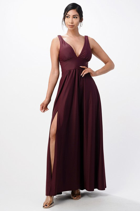 La Scala Tricot Deep V-Neck A-Line Dress