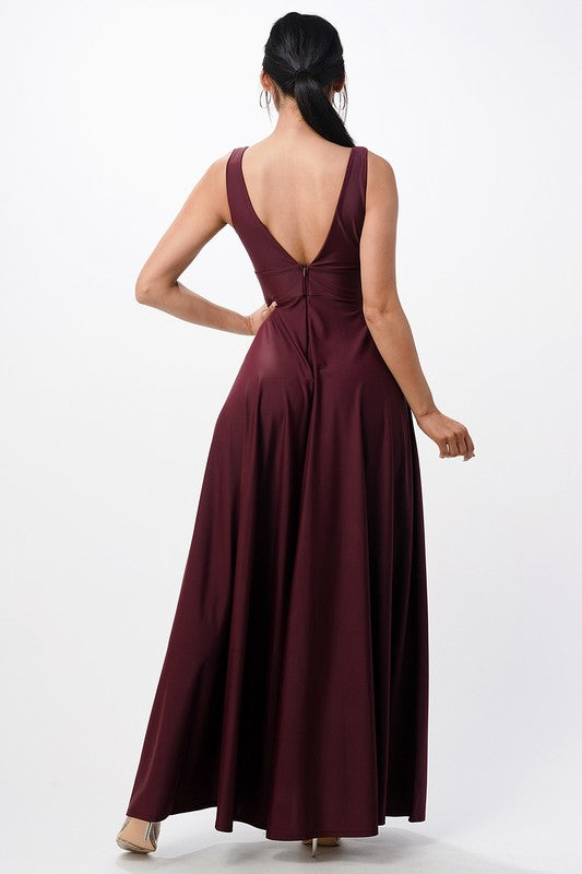 La Scala Tricot Deep V-Neck A-Line Dress