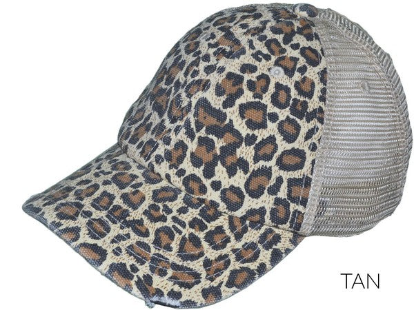 Leopard Messy Bun Baseball Hat