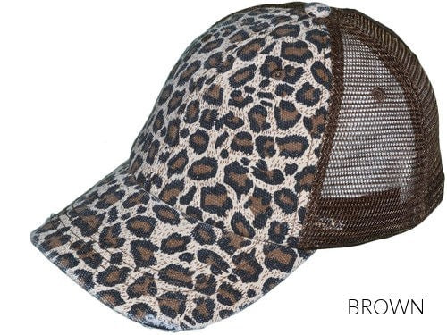 Leopard Messy Bun Baseball Hat