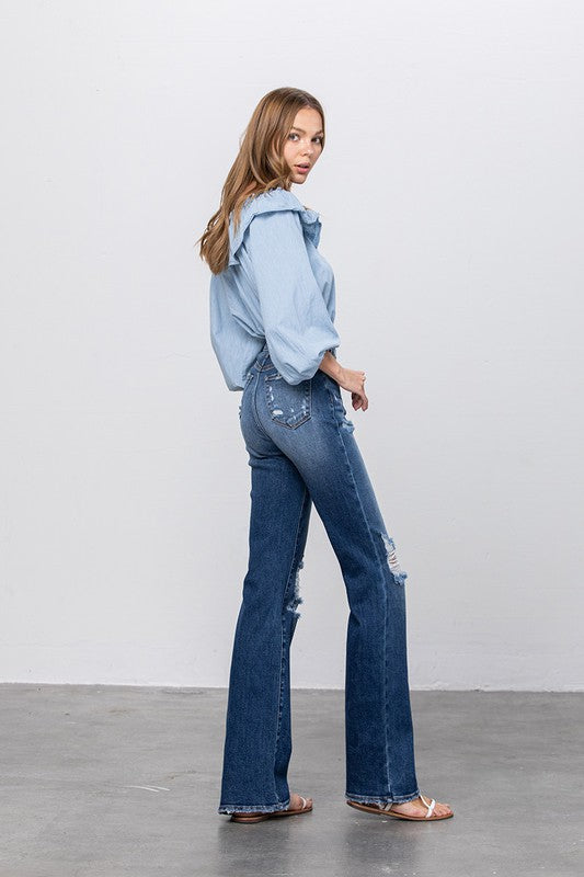 Denim Lab High Waist Ripped Flare Jeans