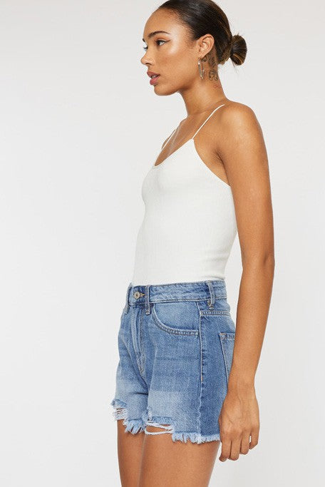 Kan Can High Rise Mom Denim Shorts