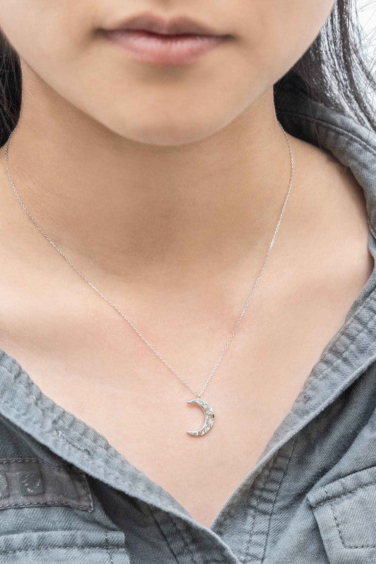 Crescent Moon Hammered Necklace - Boho Soho